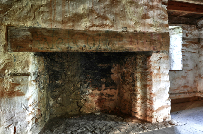 old stone fireplace, granite fireplace, old rock house, Georgia, old stone house