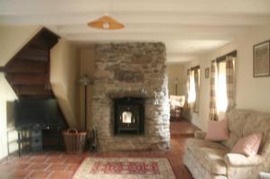 Old Stone cottage for sale in Ireland, old stone fireplace, Kenmare Bay and Caha Mountains