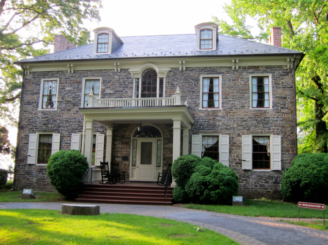 Fort Hunter Mansion, Front Entrance, Federal style stone mansion, old stone home, Harrisburg, PA, colonial home